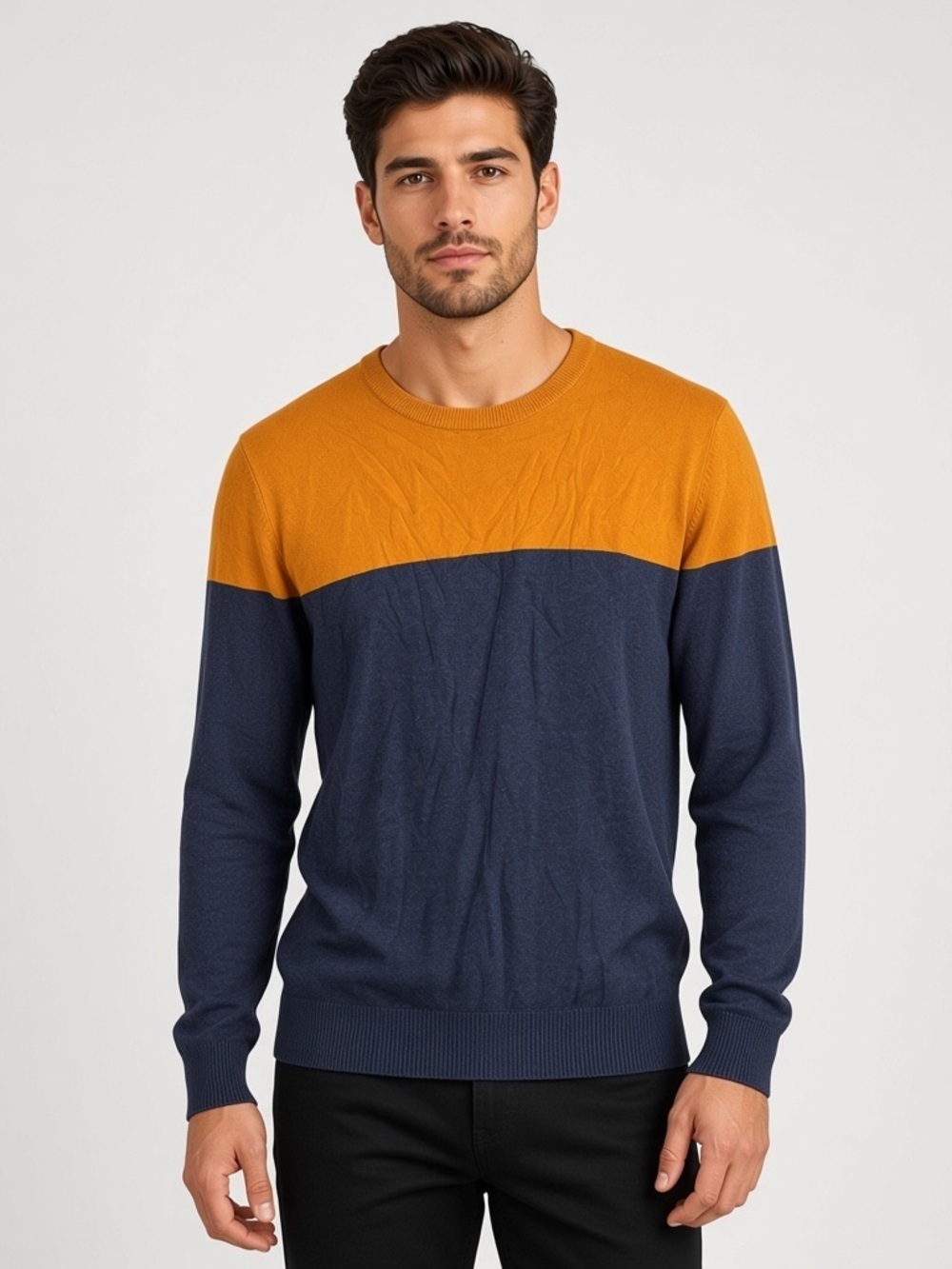 Old Navy | Color block cotton crew neck long sleeve sweater